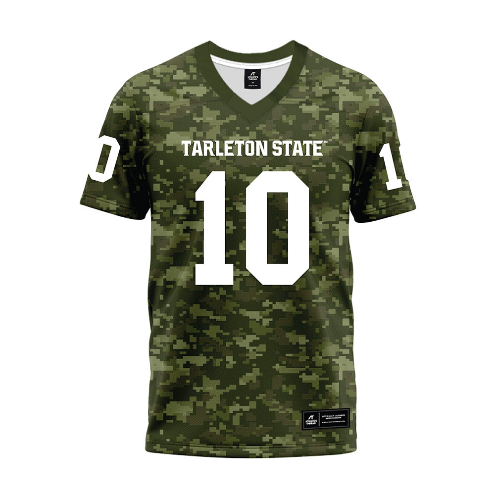 Tarleton State - NCAA Football : Bryce Parker - Military Green Camo Premium Football Jersey-0