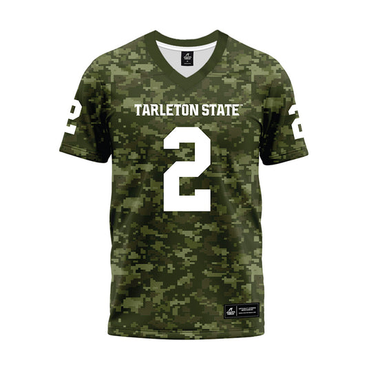 Tarleton State - NCAA Football : Cody Jackson - Military Green Camo Premium Football Jersey-0