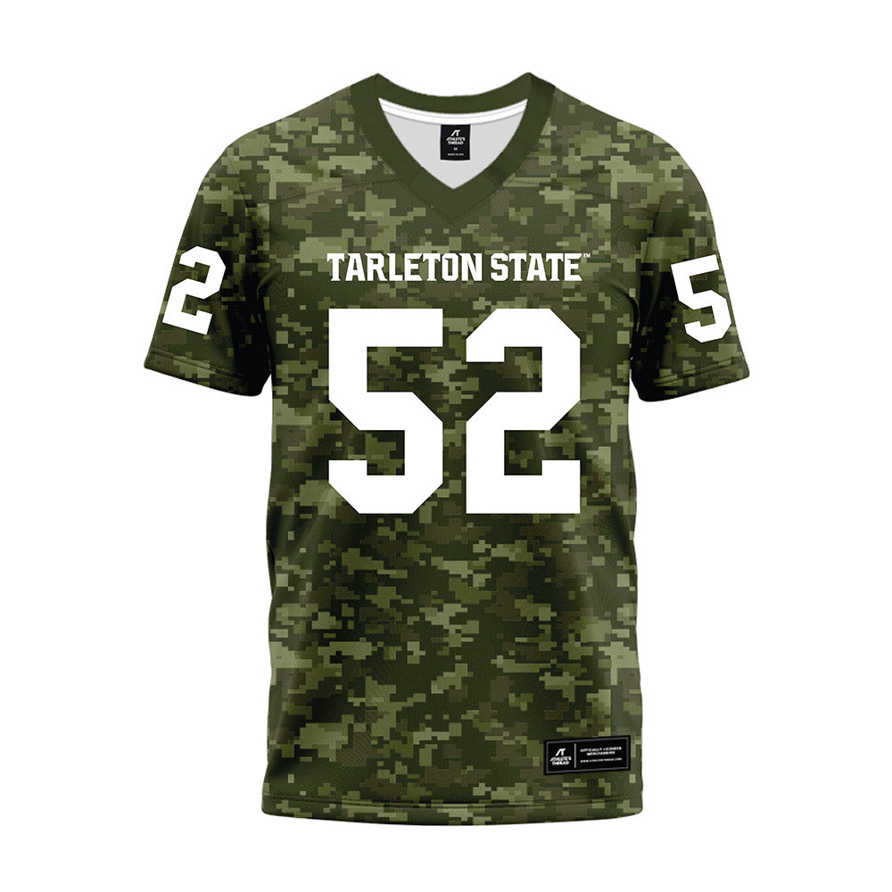 Tarleton State - NCAA Football : Robert Rios - Military Green Camo Premium Football Jersey-0
