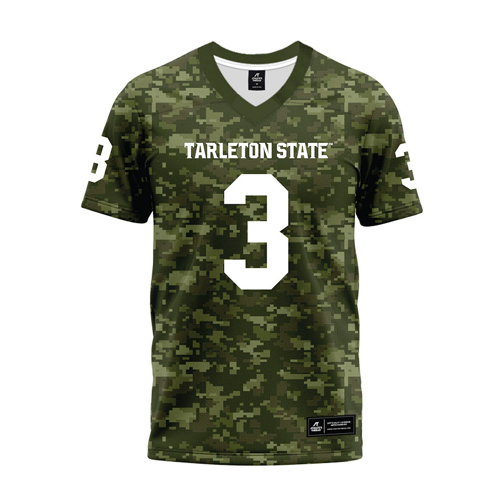 Tarleton State - NCAA Football : Les Odimara - Military Green Camo Premium Football Jersey-0
