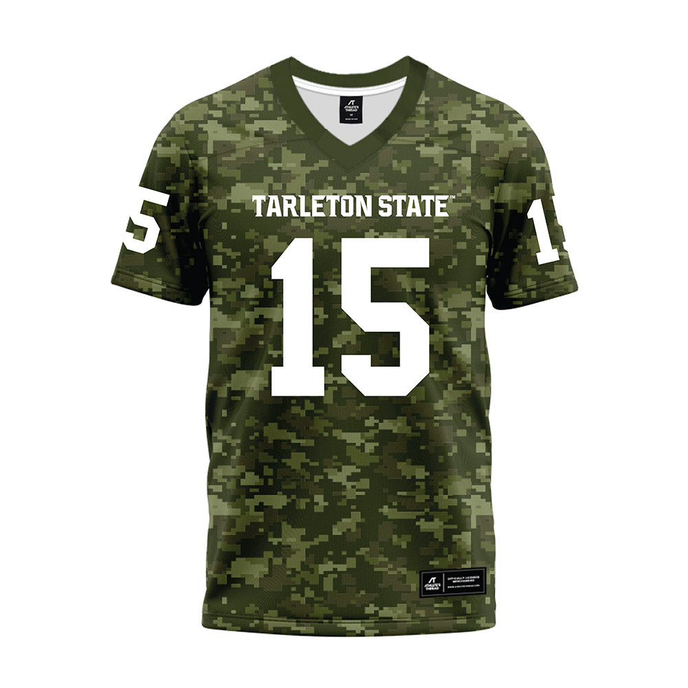 Tarleton State - NCAA Football : Cardea Collier - Military Green Camo Premium Football Jersey-0