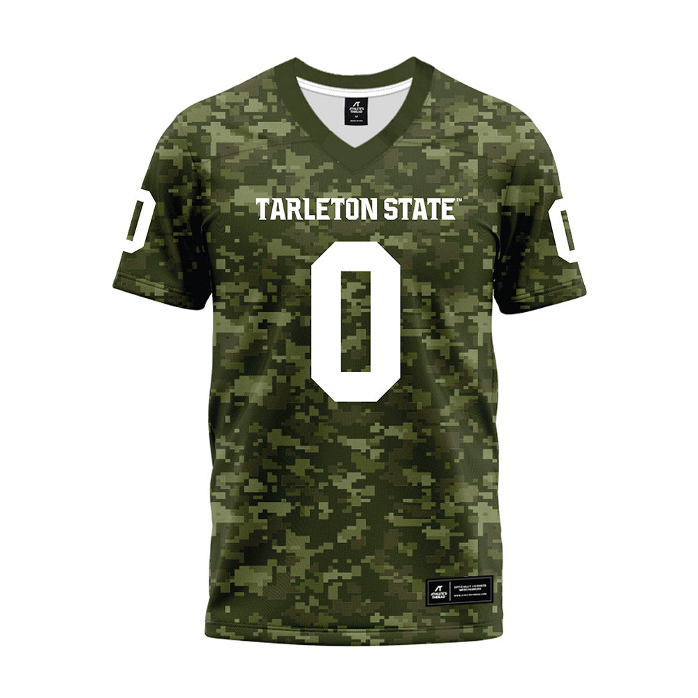 Tarleton State - NCAA Football : Tre Page III - Military Green Camo Premium Football Jersey-0