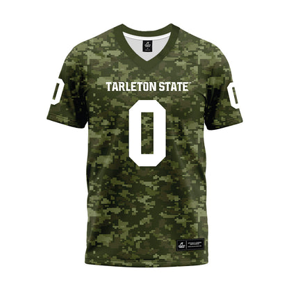 Tarleton State - NCAA Football : Tre Page III - Military Green Camo Premium Football Jersey-0