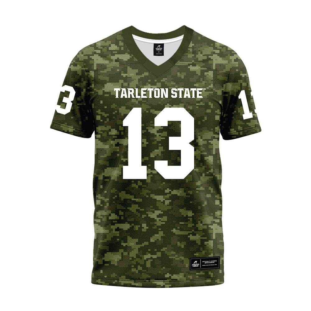 Tarleton State - NCAA Football : Marsean Fisher - Military Green Camo Premium Football Jersey-0