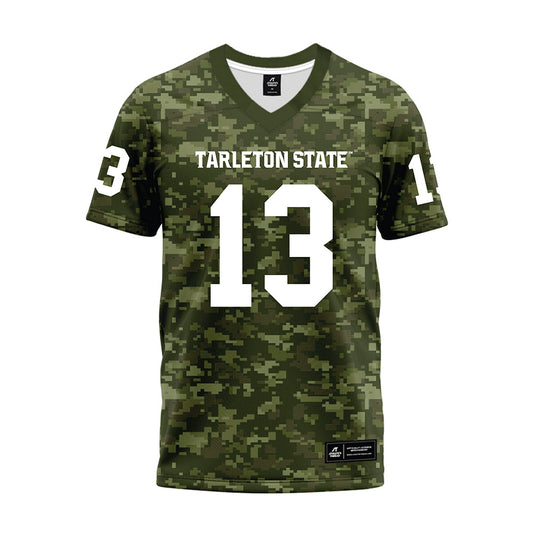 Tarleton State - NCAA Football : Marsean Fisher - Military Green Camo Premium Football Jersey-0
