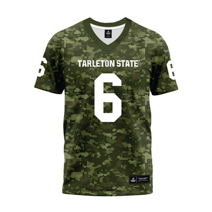 Tarleton State - NCAA Football : Caleb Lewis - Military Green Camo Premium Football Jersey-0