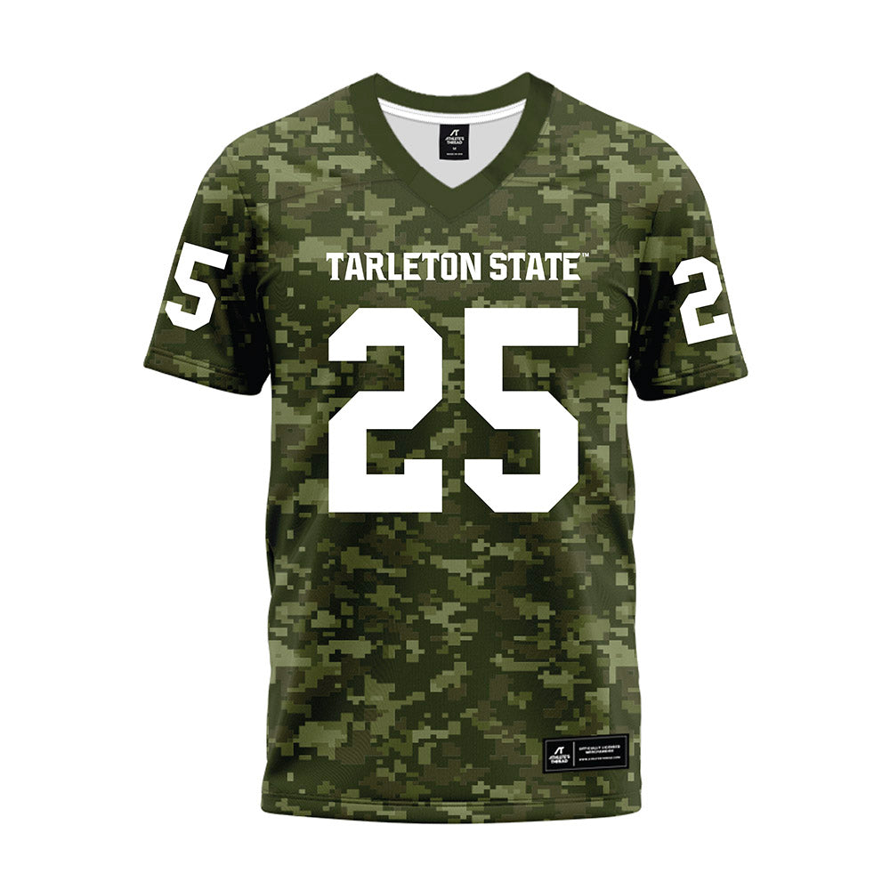 Tarleton State - NCAA Football : Steve Albert - Military Green Camo Premium Football Jersey-0
