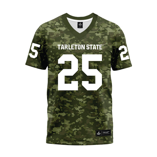 Tarleton State - NCAA Football : Steve Albert - Military Green Camo Premium Football Jersey-0