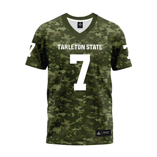 Tarleton State - NCAA Football : Marquis Willis - Military Green Camo Premium Football Jersey-0