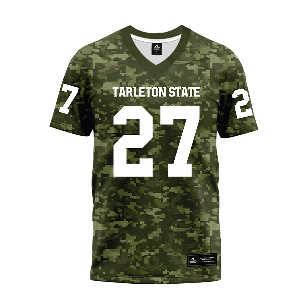 Tarleton State - NCAA Football : Andre Thomas - Military Green Camo Premium Football Jersey-0
