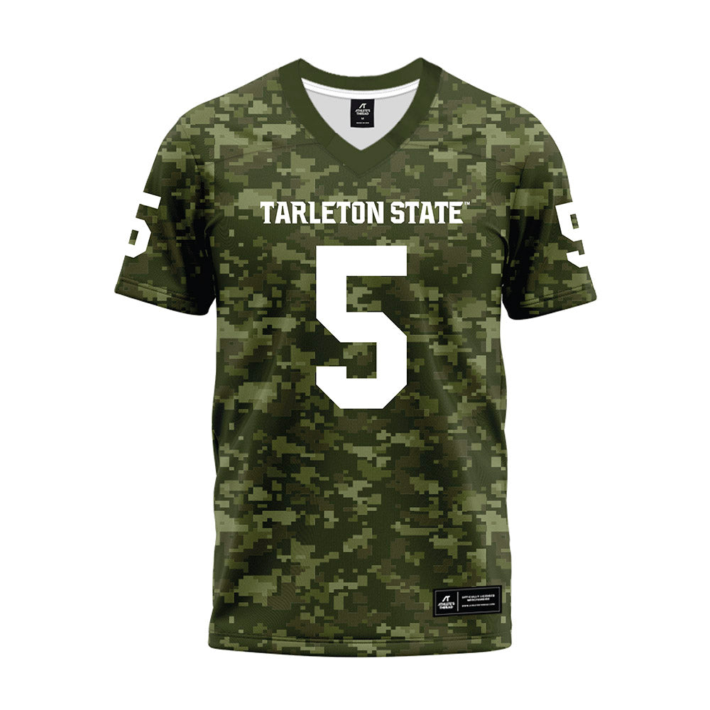Tarleton State - NCAA Football : Dabari Hawkins - Military Green Camo Premium Football Jersey-0