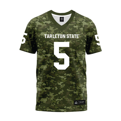 Tarleton State - NCAA Football : Dabari Hawkins - Military Green Camo Premium Football Jersey-0