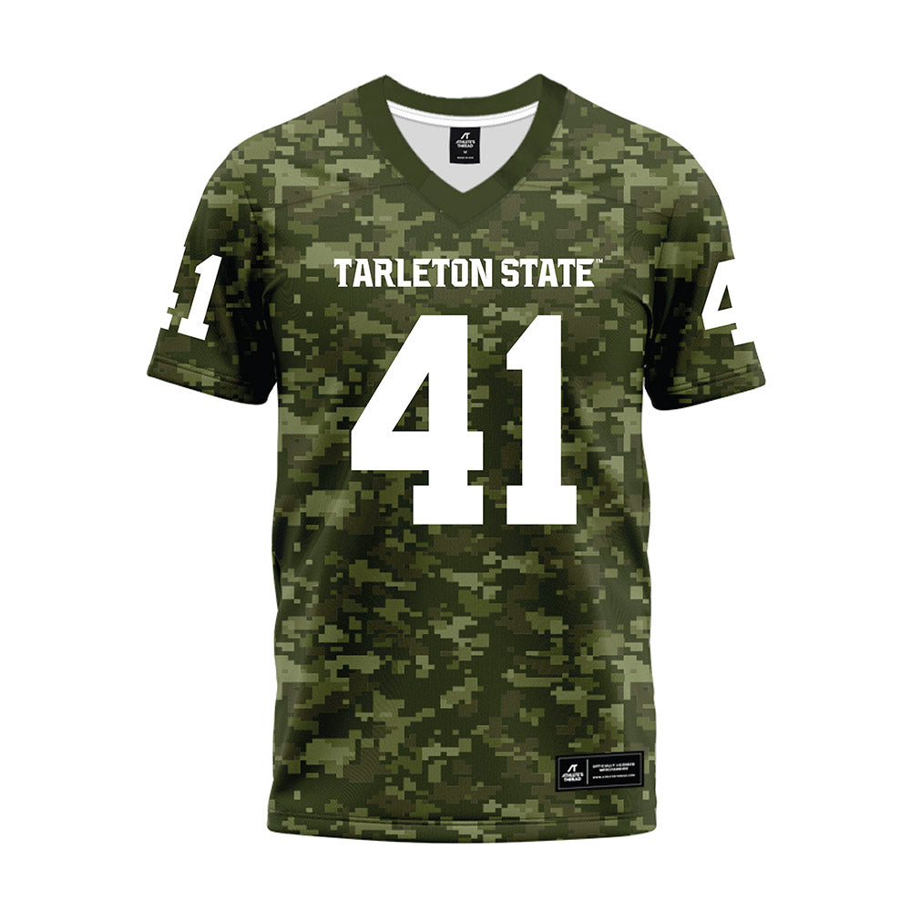 Tarleton State - NCAA Football : Reid Brass - Military Green Camo Premium Football Jersey-0