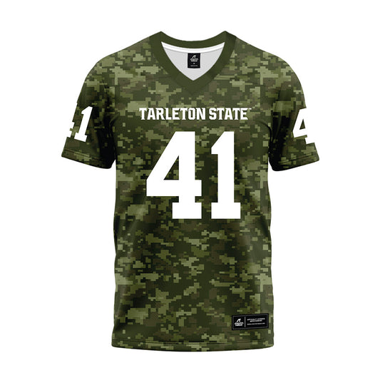 Tarleton State - NCAA Football : Reid Brass - Military Green Camo Premium Football Jersey-0