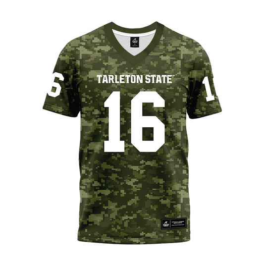 Tarleton State - NCAA Football : AJ Owens - Military Green Camo Premium Football Jersey-0
