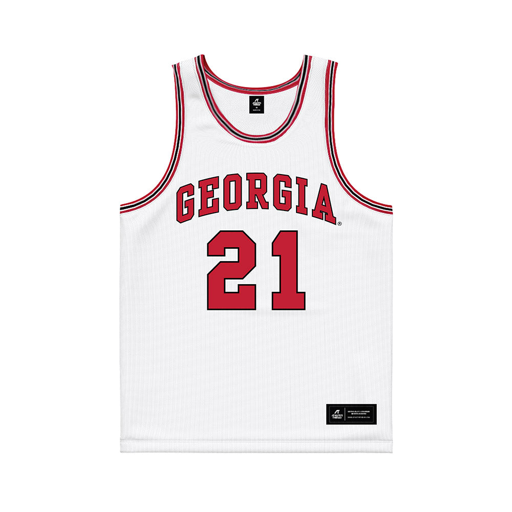 Georgia - NCAA Men's Basketball : Blue Cain - White Basketball Jersey-0