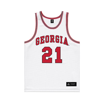 Georgia - NCAA Men's Basketball : Blue Cain - White Basketball Jersey-0