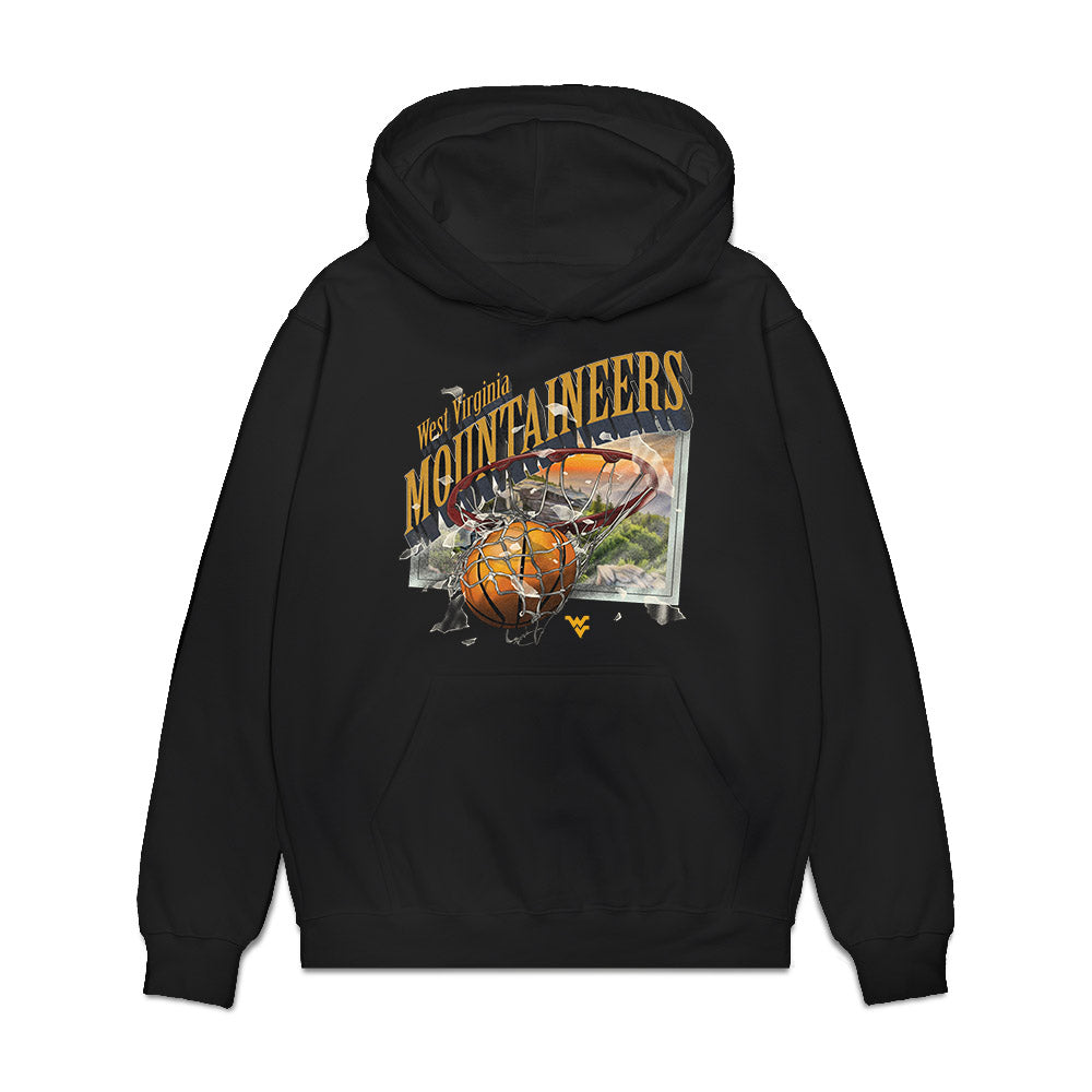 West Virginia - NCAA Men's Basketball : Jackson Fields - Vintage Shersey Premium Hooded Sweatshirt-0