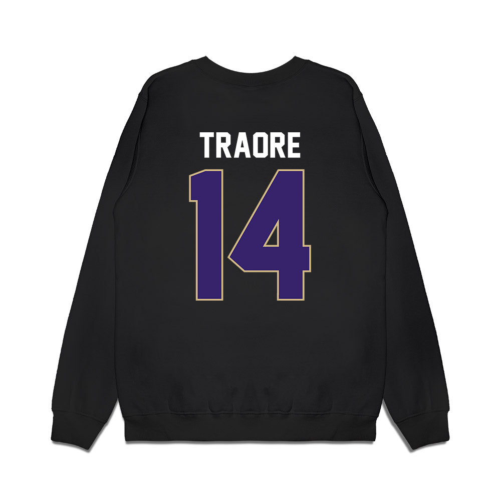 Washington - NCAA Men's Basketball : Mady Traore - Vintage Shersey Premium Crewneck Sweatshirt-1