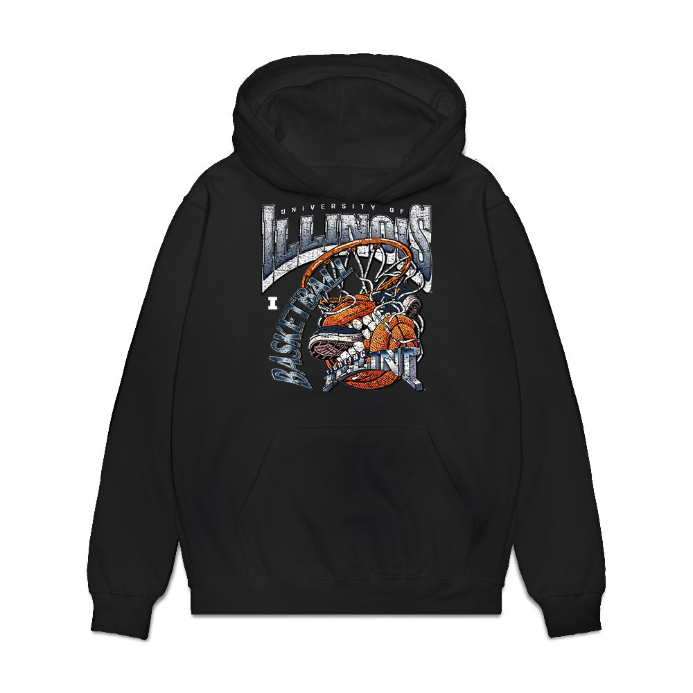 Illinois - NCAA Men's Basketball : Ty Rodgers - Vintage Shersey Premium Hooded Sweatshirt-0
