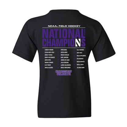 Northwestern - NCAA Women's Field Hockey : NCAA® 2025 National Champions Roster Youth T-Shirt-1