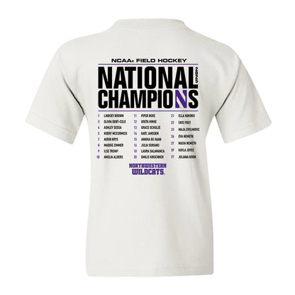 Northwestern - NCAA Women's Field Hockey : NCAA® 2025 National Champions Roster Youth T-Shirt-1