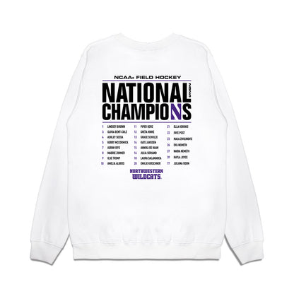 Northwestern - NCAA Women's Field Hockey : NCAA® 2025 National Champions Roster Premium Crewneck Sweatshirt-1