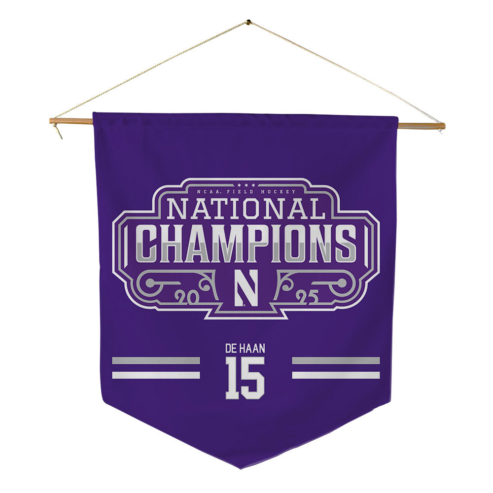 Northwestern - NCAA Women's Field Hockey : Annika de Haan - NCAA National Champions Pennant - 18" x 21"-0