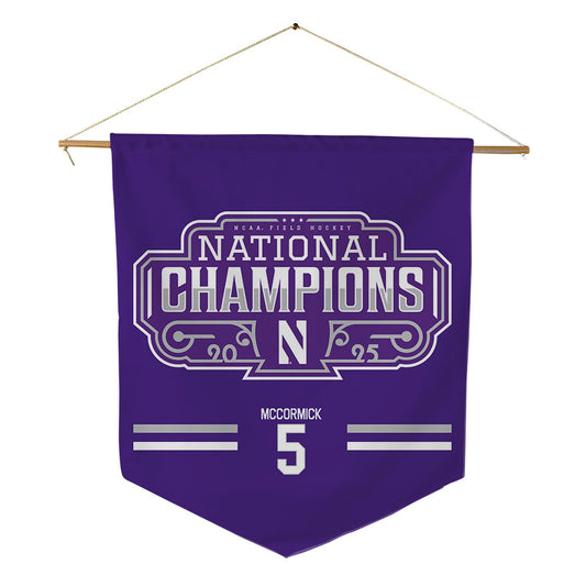 Northwestern - NCAA Women's Field Hockey : Kerry McCormick - NCAA® 2025 National Champions Pennant - 18" x 21"-0
