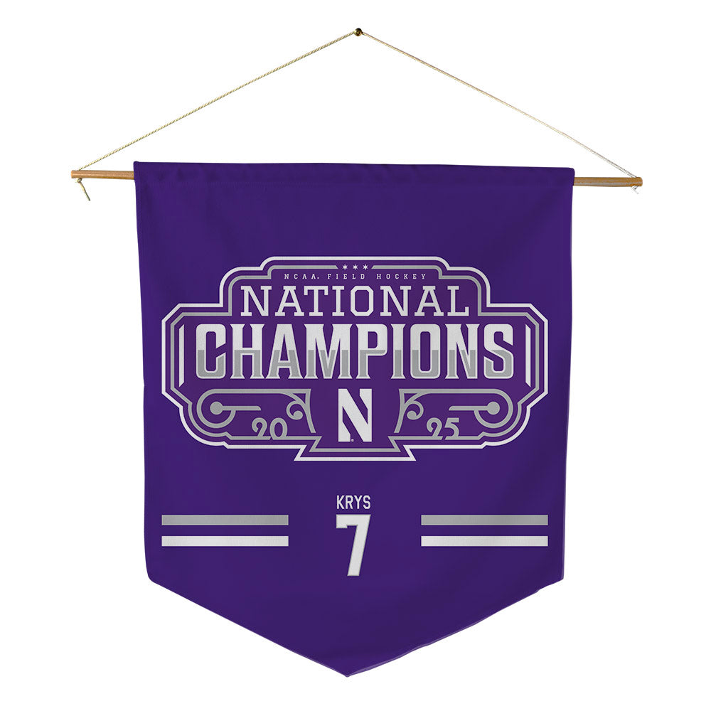 Northwestern - NCAA Women's Field Hockey : Aerin Krys - NCAA National Champions Pennant - 18" x 21"-0