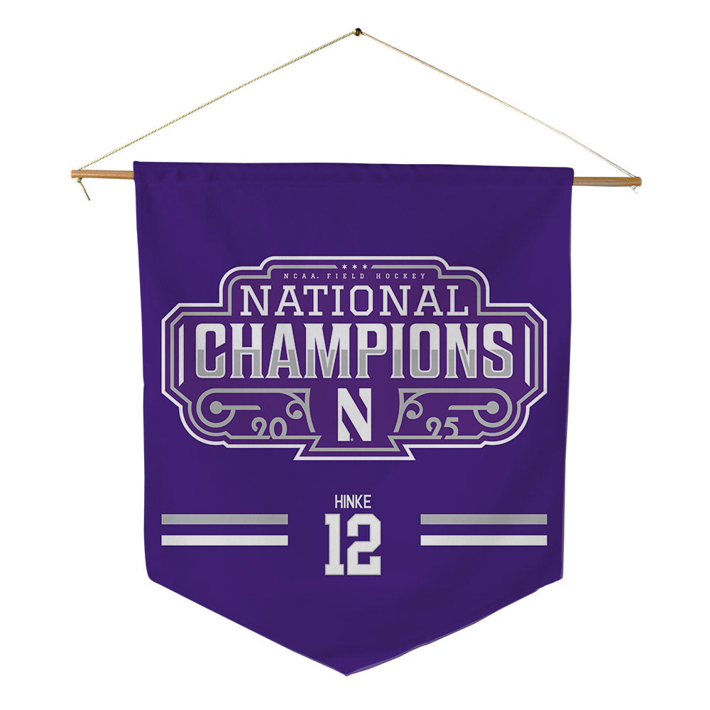 Northwestern - NCAA Women's Field Hockey : Greta Hinke - NCAA National Champions Pennant - 18" x 21"-0