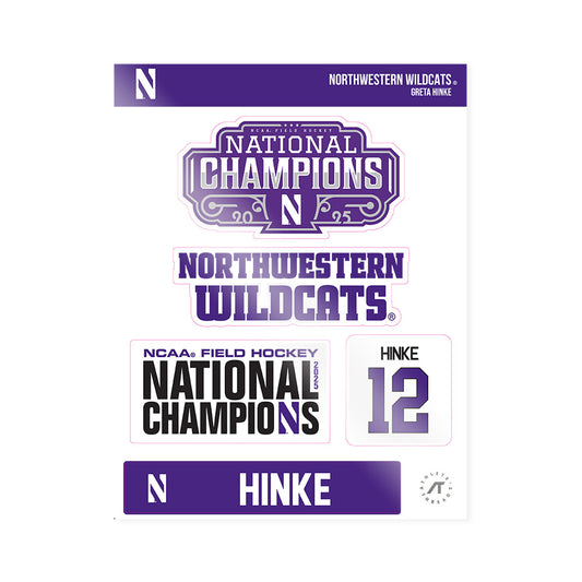 Northwestern - NCAA Women's Field Hockey : Greta Hinke - NCAA® 2025 National Champions Sticker Sheet-0