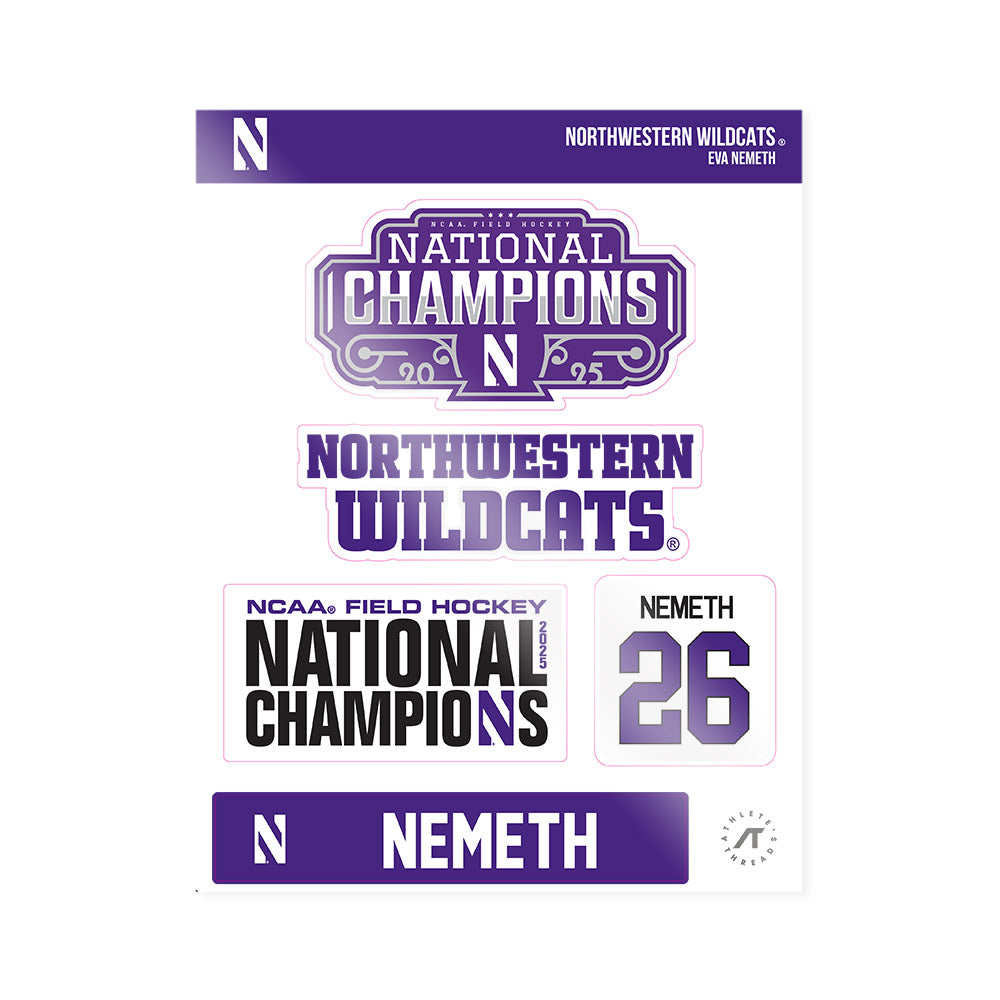 Northwestern - NCAA Women's Field Hockey : Eva Nemeth - NCAA® 2025 National Champions Sticker Sheet-0