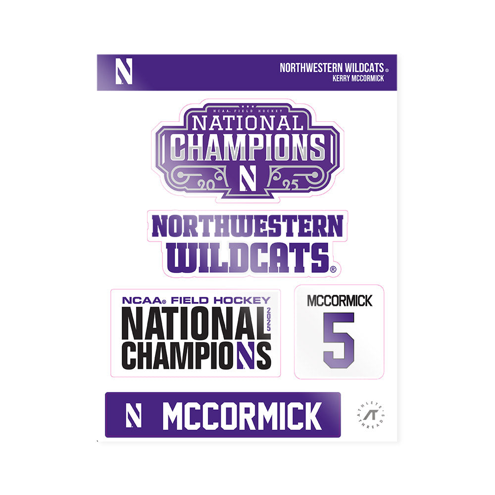 Northwestern - NCAA Women's Field Hockey : Kerry McCormick - NCAA® 2025 National Champions Sticker Sheet-0