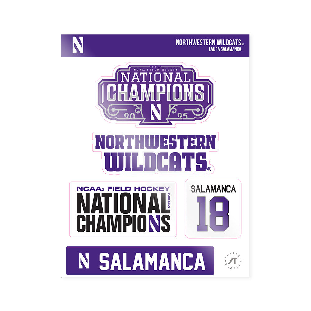 Northwestern - NCAA Women's Field Hockey : Laura Salamanca - NCAA® 2025 National Champions Sticker Sheet-0