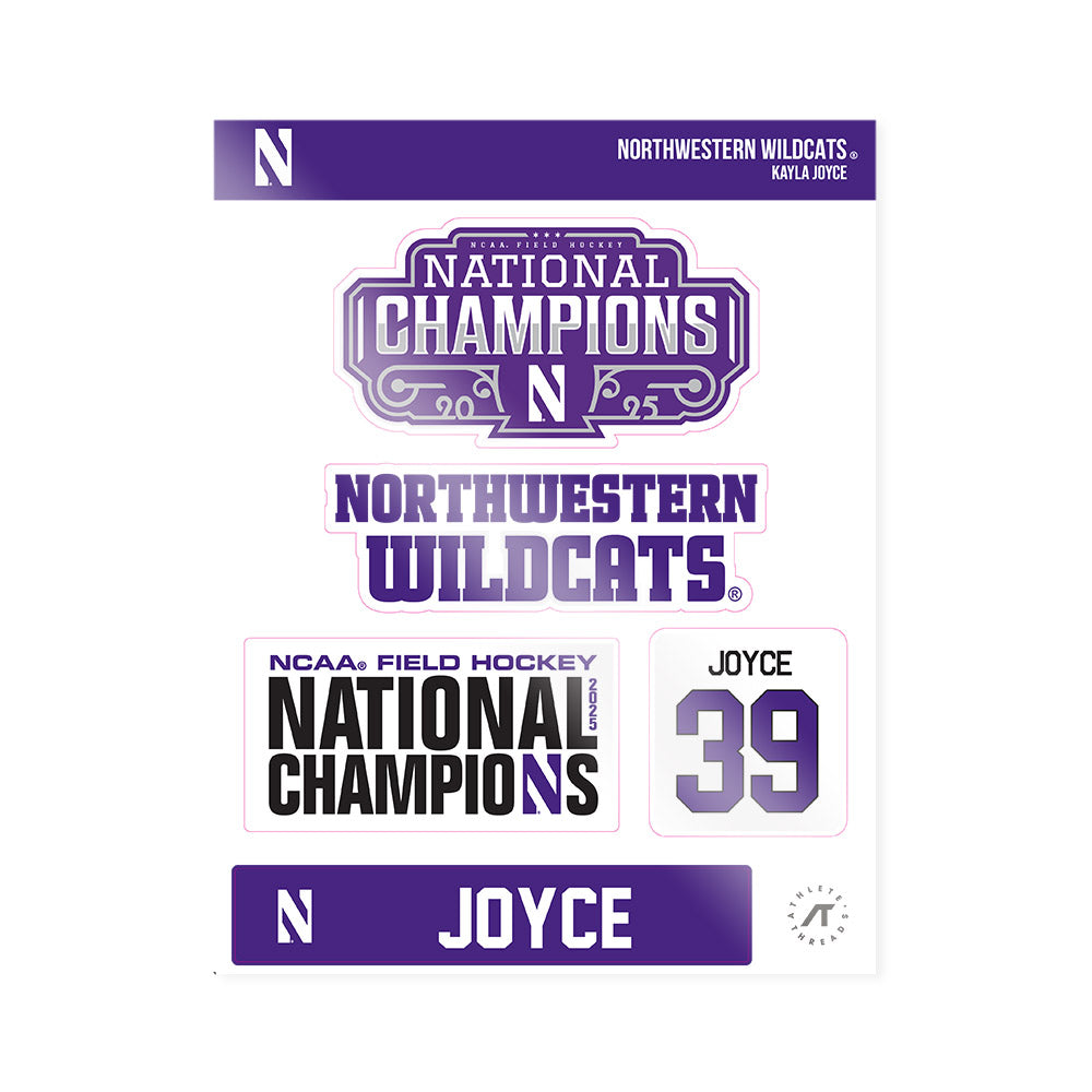 Northwestern - NCAA Women's Field Hockey : Kayla Joyce - NCAA® 2025 National Champions Sticker Sheet-0