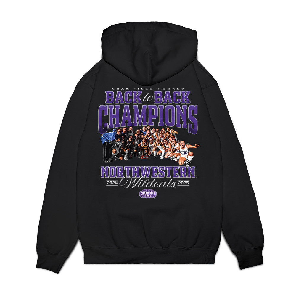 Northwestern - NCAA Women's Field Hockey : NCAA® 2025 National Champions Team Collage Premium Hooded Sweatshirt-1
