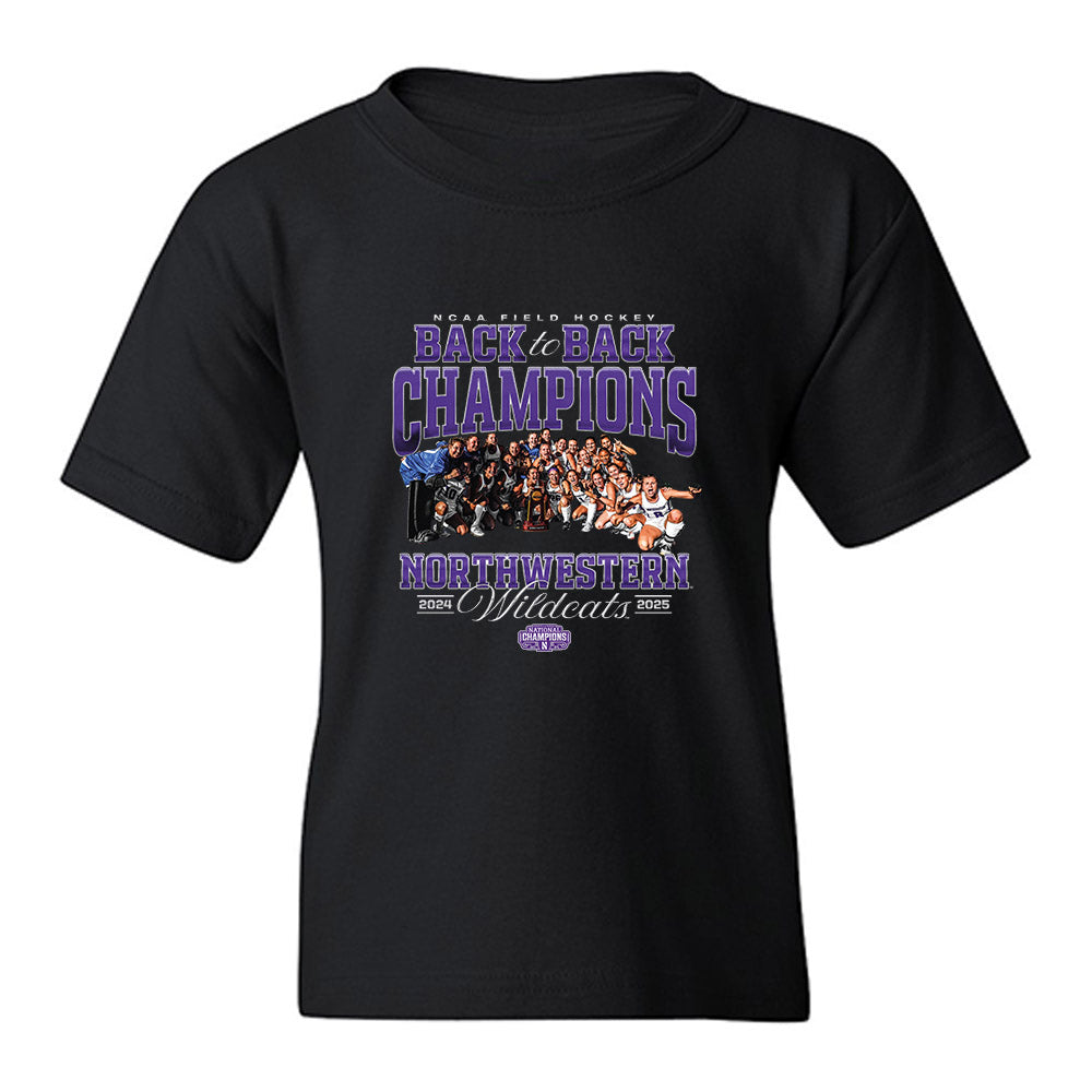 Northwestern - NCAA Women's Field Hockey : NCAA® 2025 National Champions Team Collage Youth T-Shirt-0