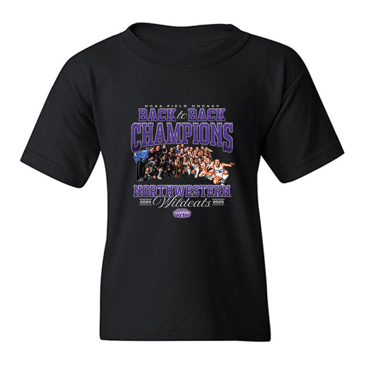 Northwestern - NCAA Women's Field Hockey : NCAA® 2025 National Champions Team Collage Youth T-Shirt-0