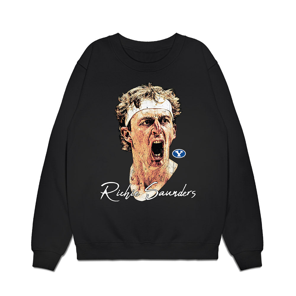 BYU - NCAA Men's Basketball : Richie Saunders - Game Face Premium Crewneck Sweatshirt-0