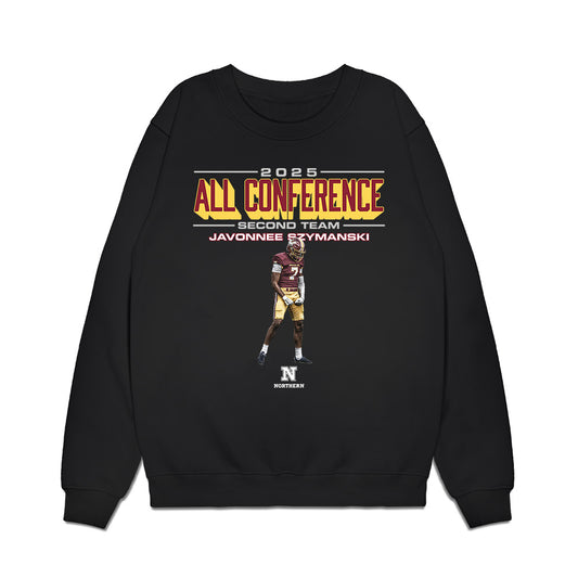 NSU - NCAA Football : Javonnee Szymanski - All Conference Graphic Premium Crewneck Sweatshirt-0