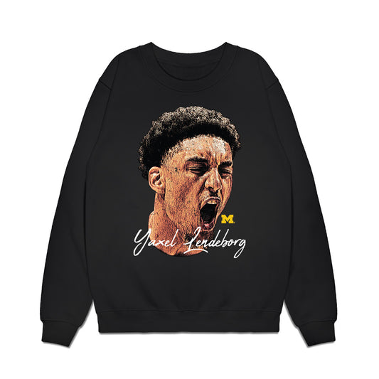 Michigan - NCAA Men's Basketball : Yaxel Lendeborg - Game Face Premium Crewneck Sweatshirt-0