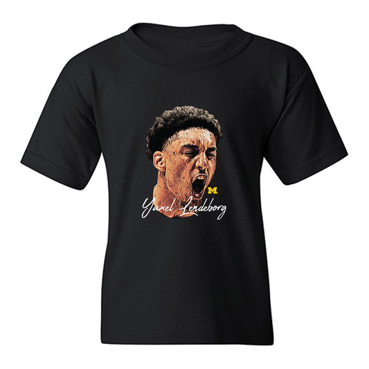 Michigan - NCAA Men's Basketball : Yaxel Lendeborg - Game Face Youth T-Shirt-0