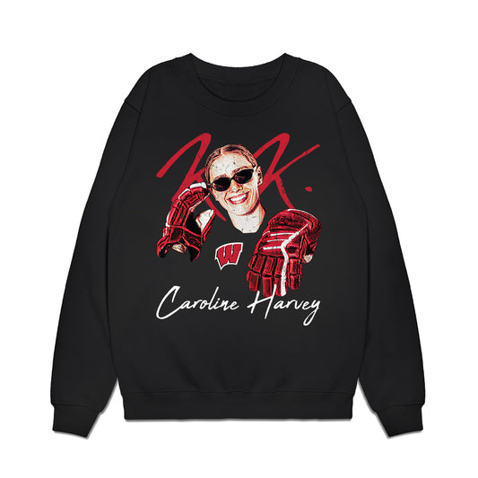 Wisconsin - NCAA Women's Ice Hockey : Caroline Harvey - Game Face Premium Crewneck Sweatshirt-0