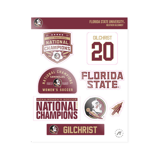FSU - NCAA Women's Soccer : heather Gilchrist - NCAA® 2025 National Champions Sticker Sheet-0