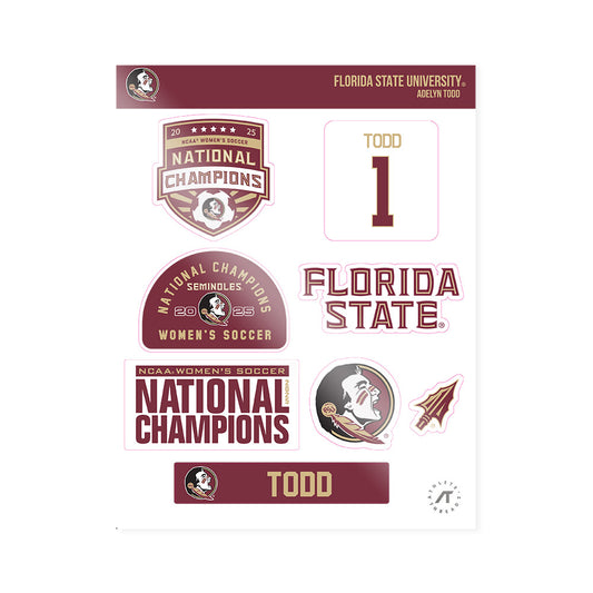 FSU - NCAA Women's Soccer : Adelyn Todd - NCAA® 2025 National Champions Sticker Sheet-0