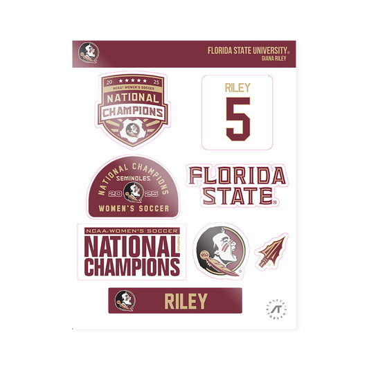 FSU - NCAA Women's Soccer : Giana Riley - NCAA® 2025 National Champions Sticker Sheet-0