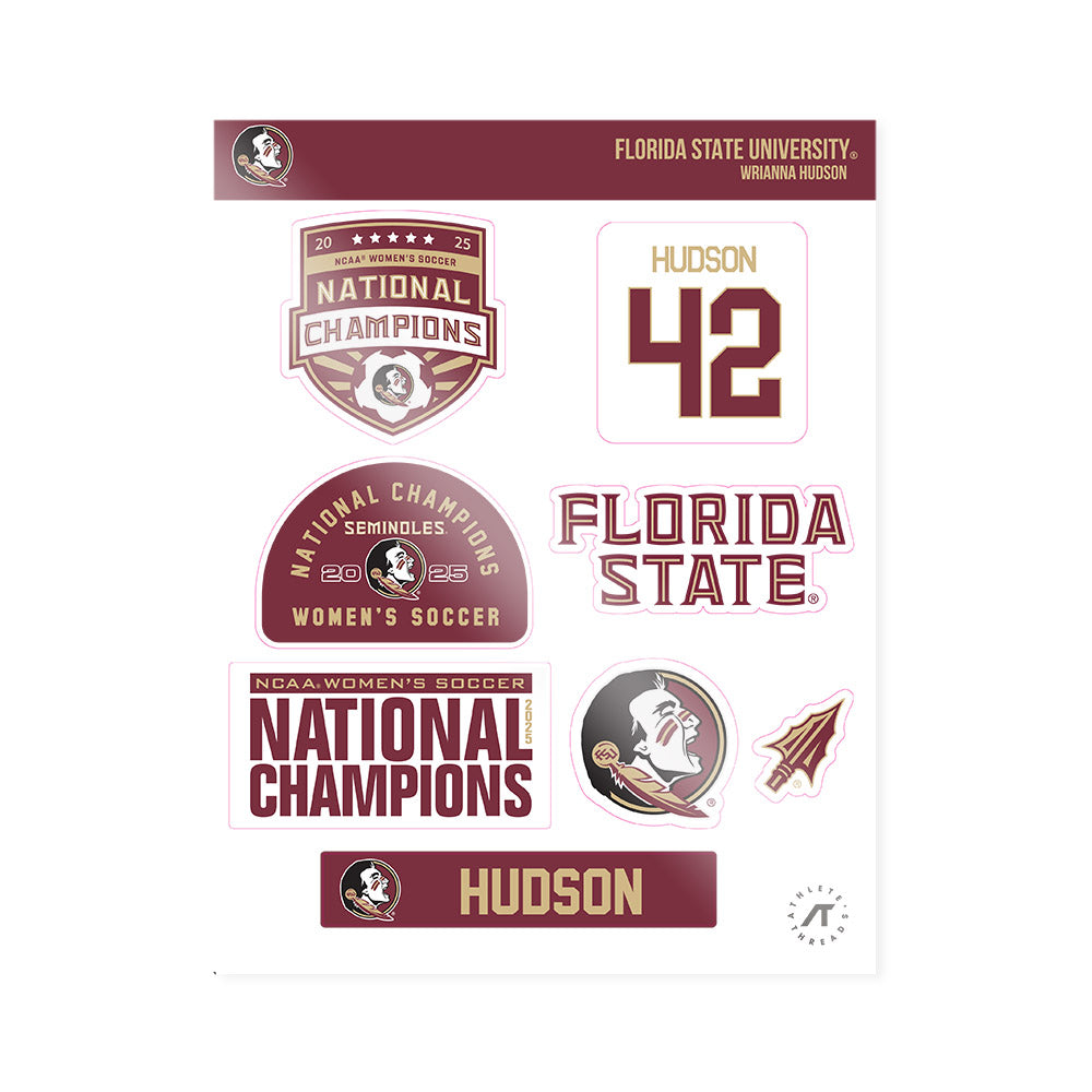 FSU - NCAA Women's Soccer : Wrianna Hudson - NCAA® 2025 National Champions Sticker Sheet-0