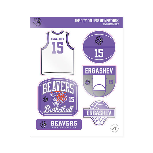 CCNY - NCAA Men's Basketball : Komron Ergashev - Sticker Sheet-0