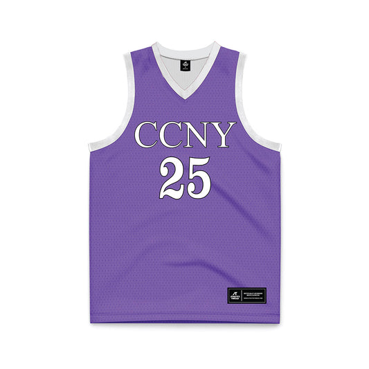 CCNY - NCAA Men's Basketball : Olabanjo Aborisade - Purple Basketball Jersey-0